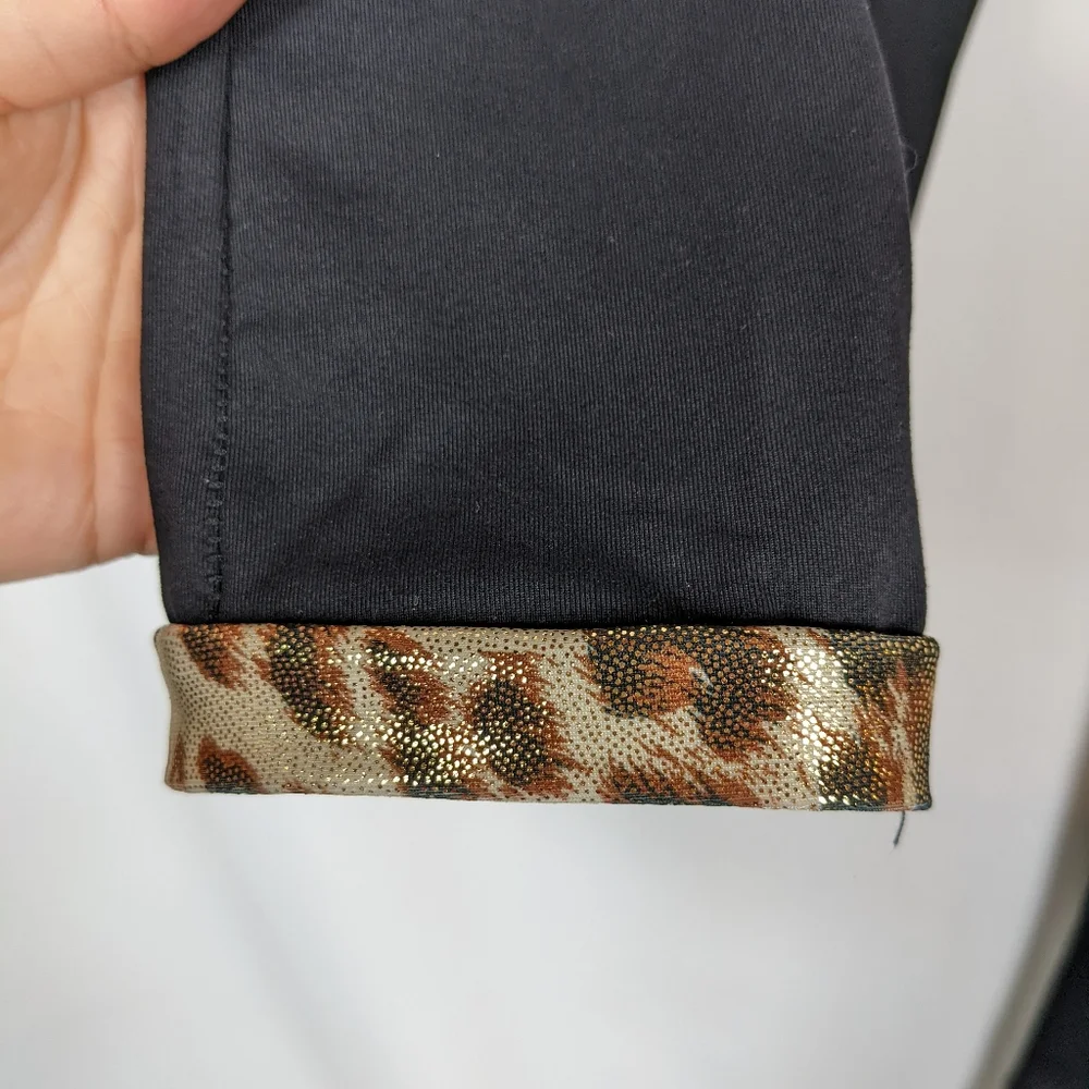 Se_Ku Skatewear Ice Skating Leggings Pants Costume Black Leopard Print Sz M - Picture 5 of 7